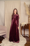 LILOU VELOUR RUFFLE SHOULDER ROBE
