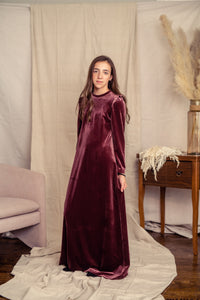 LILOU VELOUR RUFFLE SHOULDER ROBE