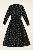 GOLD THREAD FLORAL BUTTONDOWN DRESS