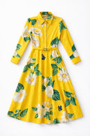 PAPER PARACHUTE BRIGHT FLORAL BUTTERFLY BELTED DRESS