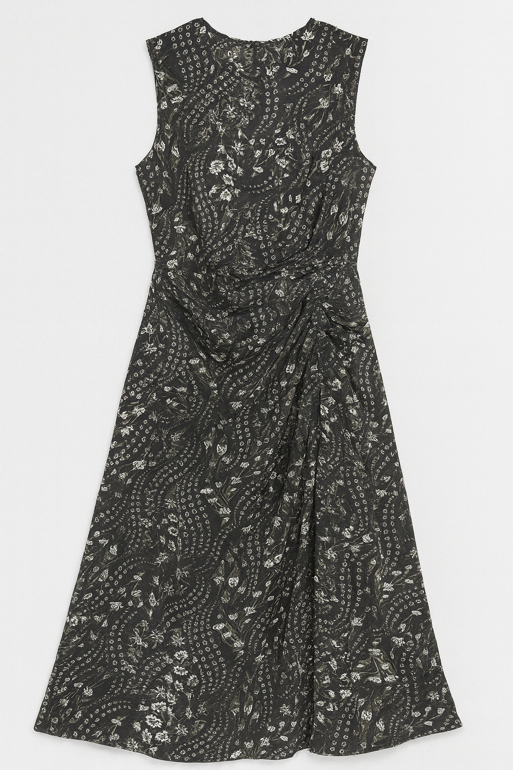 WRONG SIDE OF RIGHT SIDE RUCHED CHIFON PRINTED JUMPER