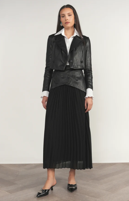 APPARALEL DEE LEATHER PLEATED CONTRAST SKIRT