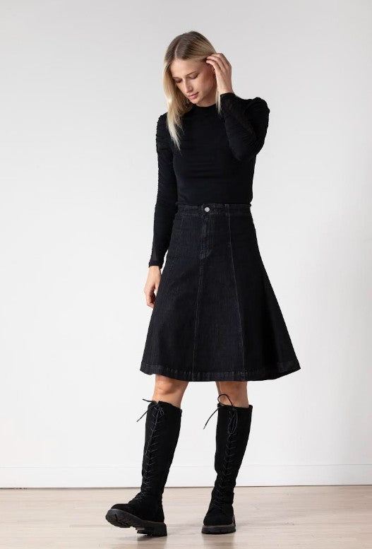 LUNELLA PANELED DENIM ALINE SKIRT