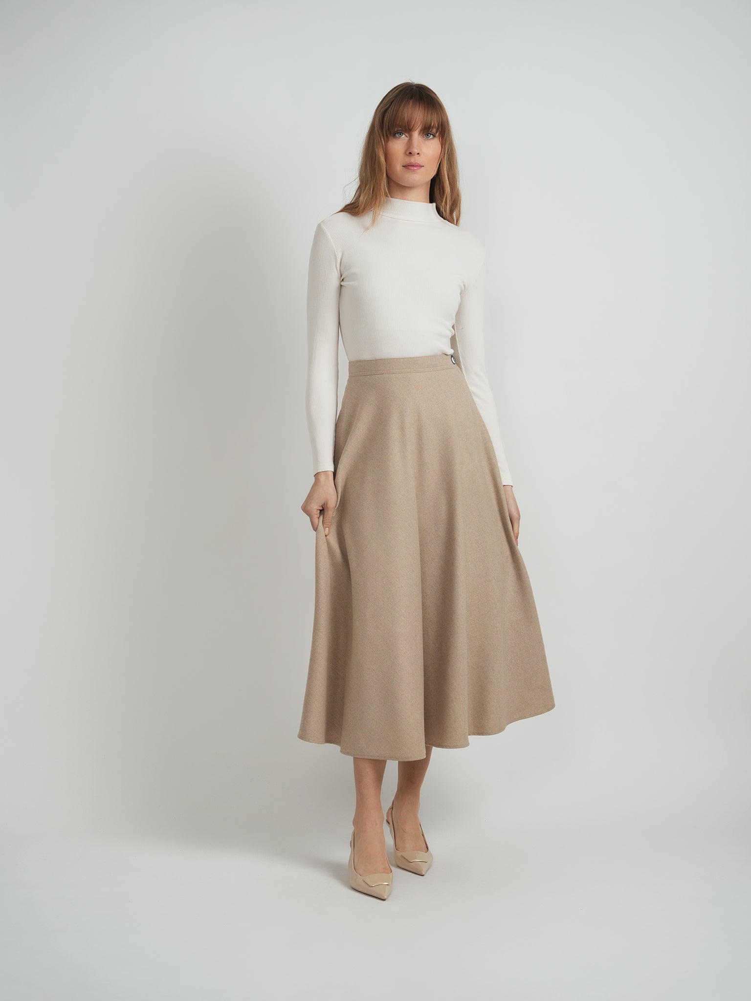 MAXMRKT TWO PANNELS SIDE ZIPPER WOOL SKIRT