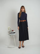 BLANC & NOIR PLEATED SKIRT W BELT