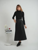 MOSS PLEATED SKIRT W LOOPS AND TWO BELTS