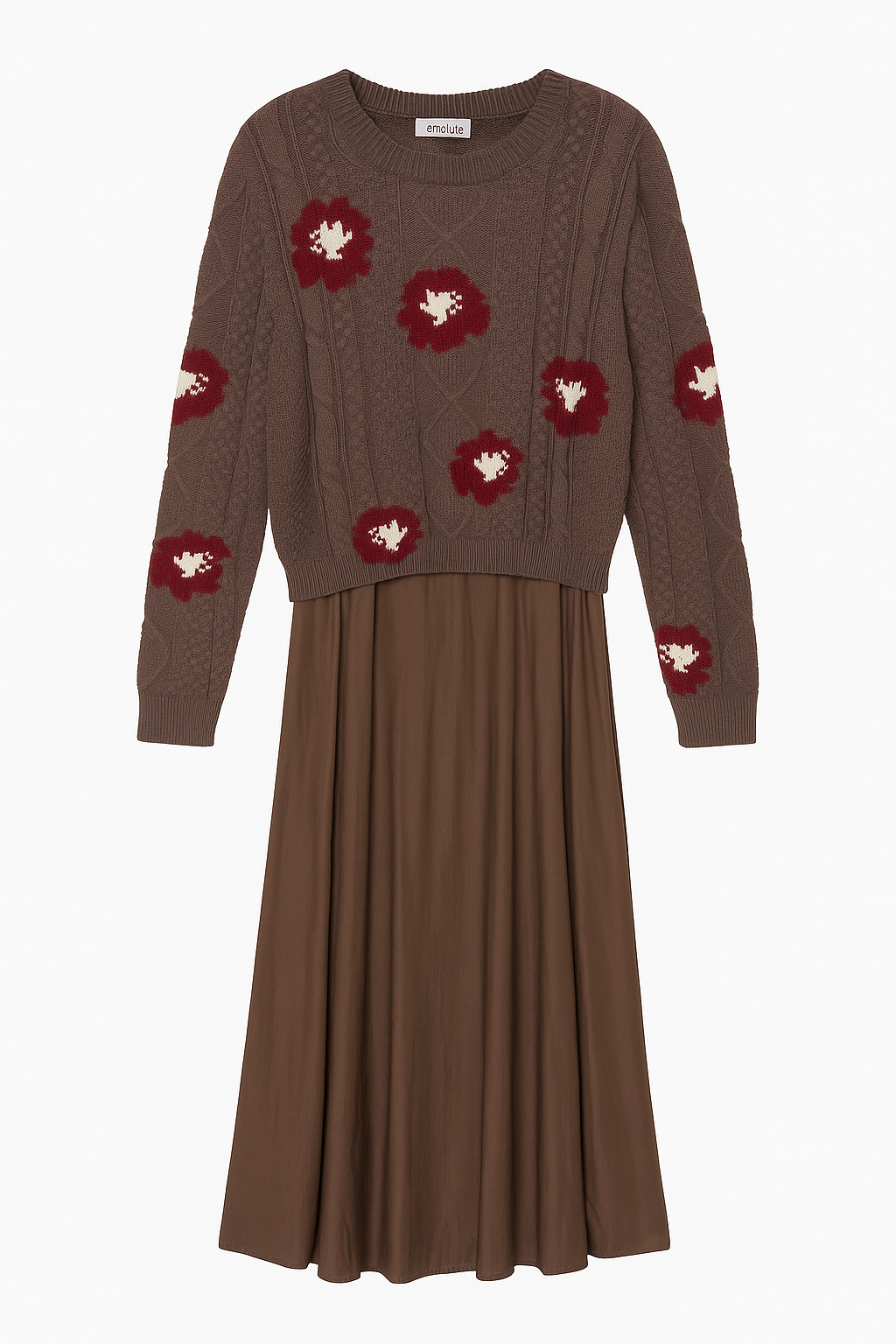 LINK + LUXE SET - FLORAL PRINT CABLE SWEATER W MATCHING DRESS