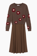 LINK + LUXE SET - FLORAL PRINT CABLE SWEATER W MATCHING DRESS