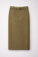 BEIGE CARGO BELTED SKIRT