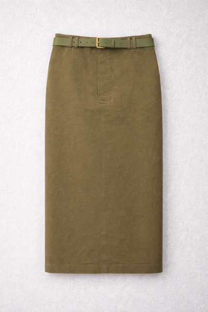 BEIGE CARGO BELTED SKIRT