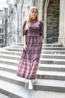 ELLIE MAKIR PRINTED FLOWY MAXI DRESS