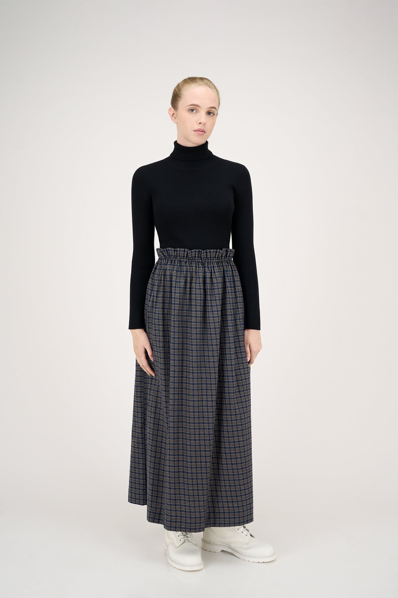 ELLE OH ELLE ODELIA RUFFLE WAIST PLAID SKIRT