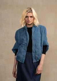 CELINA`S SHORT SLEEVE VELVET QUILTED JACKET