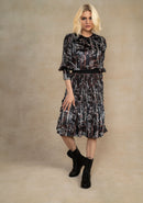 ERMANNA CONTRAST PLEATED SLEEVE FLORAL TOP