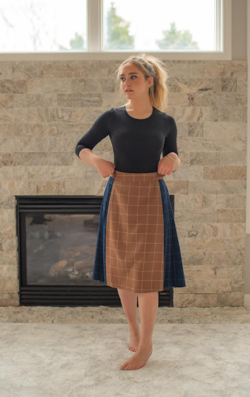 ESTEEM COUTURE COLORBLOCK CHECKRED SKIRT