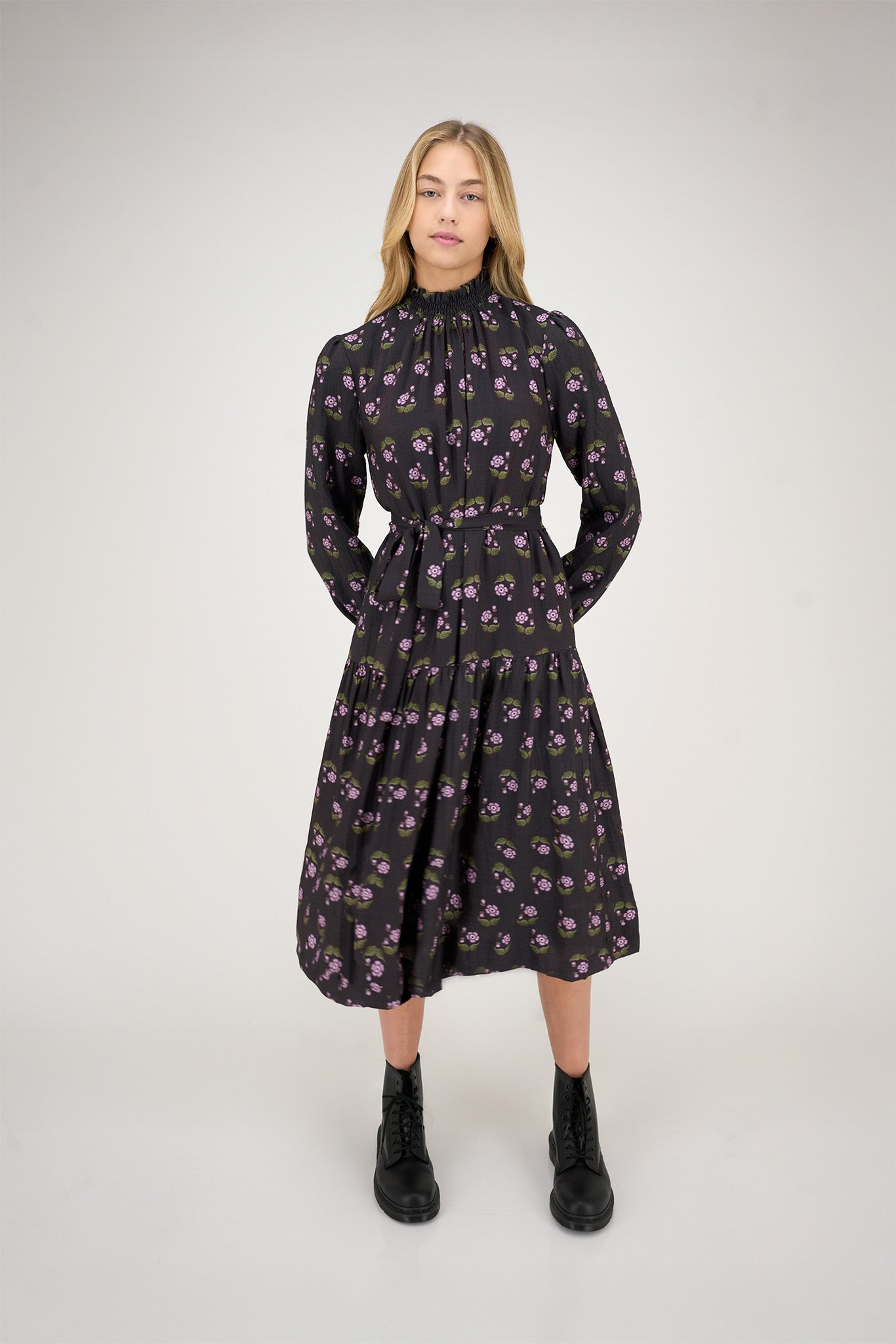 ZAIKAMOYA TAYLOR IRIDESCENT FLORAL DRESS