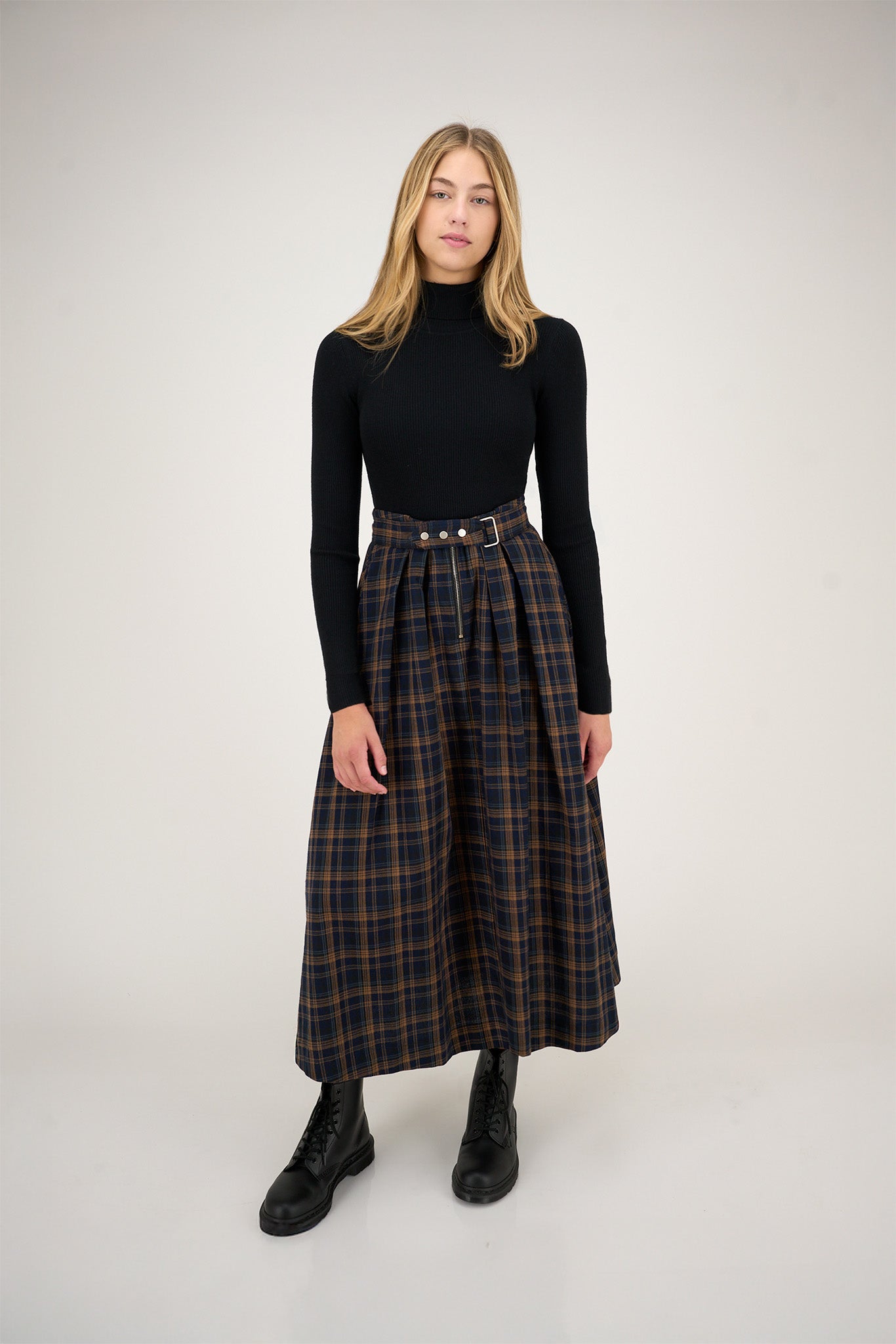ZAIKAMOYA OLGA PLAID ZIP SKIRT