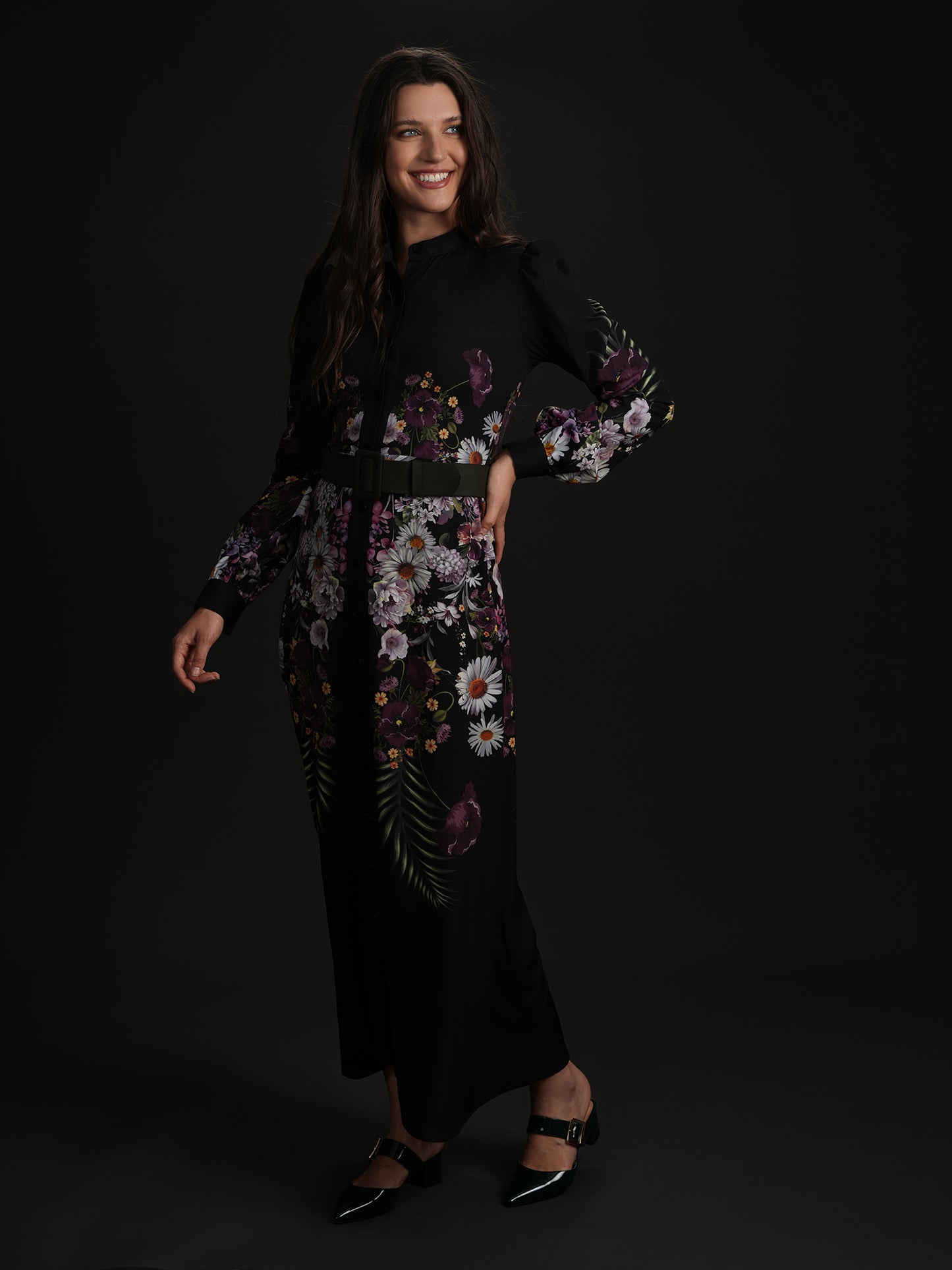 CELINA`S FLORAL BUTTONDOWN DRESS