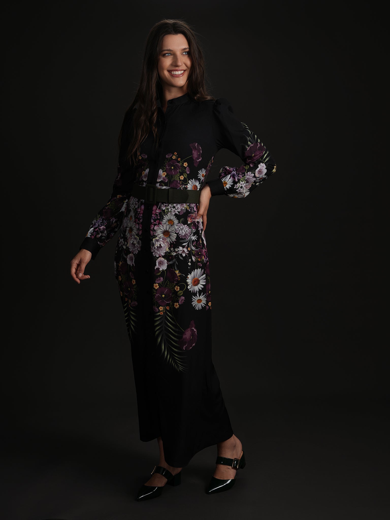 CELINA`S FLORAL BUTTONDOWN DRESS