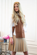 APPARALEL CABLE KNIT SIDE TIE V NECK VEST