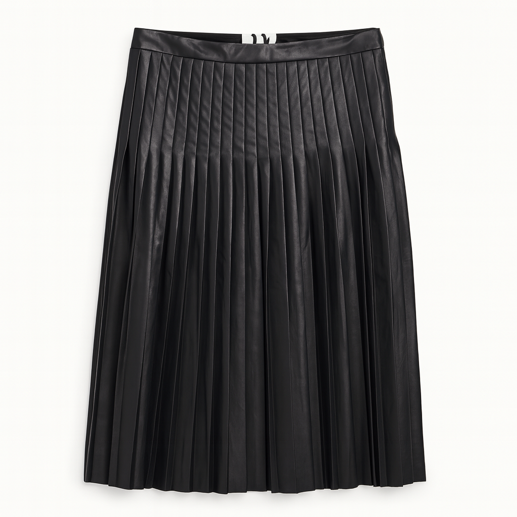 FRONT ROW FAUX LEATHER PLEATED SKIRT
