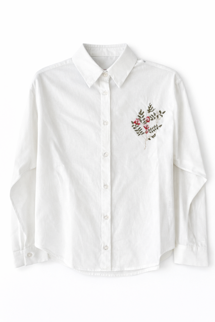 KUO EMBROIDERED CHEST BLOUSE