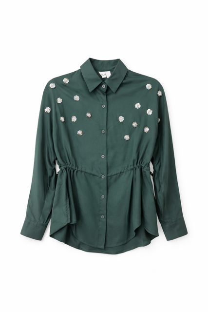 MIJN EMBELLISHED TIE WAIST SHIRT