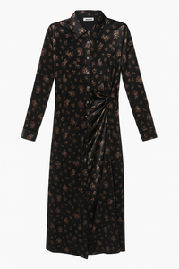 POPPY SIDE KNOT FLORAL VELVET DRESS
