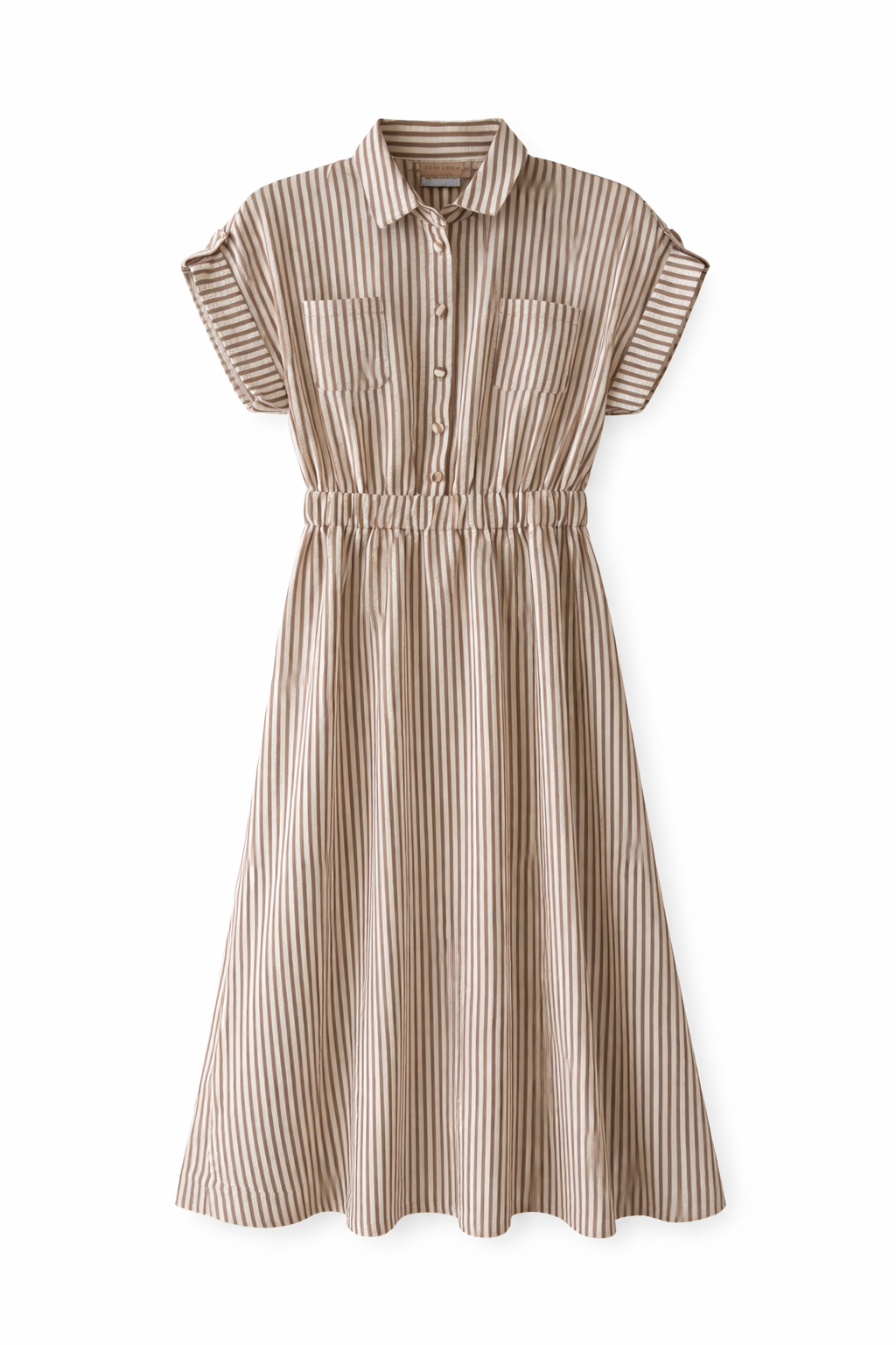 ERMANNA STRIPED DRES W COLLAR ELASTIC WAIST AND POCKETS