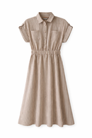ERMANNA STRIPED DRES W COLLAR ELASTIC WAIST AND POCKETS