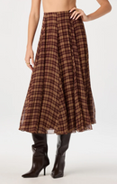 ASTR FIORI PLAID CHIFFON GODET SKIRT