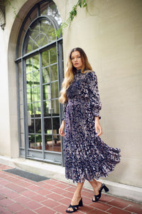 BLISS FLORAL MINDY VELVET DRESS
