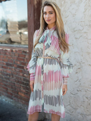 FRONT ROW RUFFLE SLEEVE BUTTONDOWN DRESS