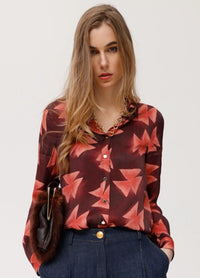 OKY FLORAL GOLD BUTTON TOP
