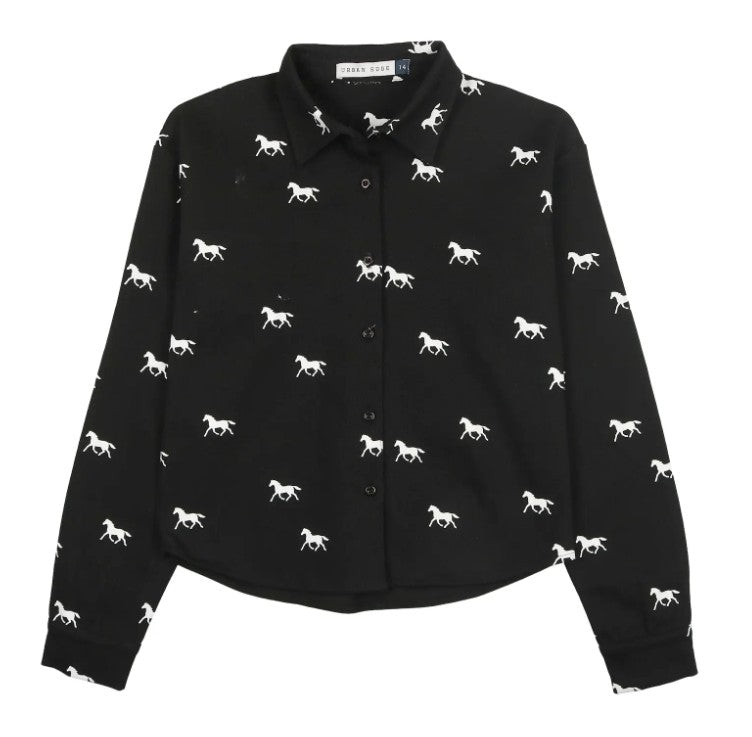 URBAN EDGE DENIM HORSE PRINTED SHIRT