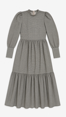 HOTTIE & LORD RELAXED NEUTRAL TIERED MIDI DRESS