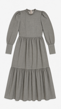 HOTTIE & LORD RELAXED NEUTRAL TIERED MIDI DRESS