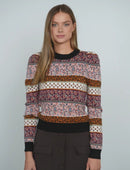 POINT PUFF SLEEVE JACQUARD SWEATER