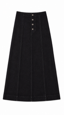 KUO BUTTON FRONT CORDUROY SKIRT