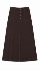 KUO BUTTON FRONT CORDUROY SKIRT