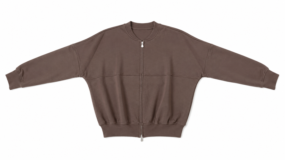 KUO DOUBLE ZIP BOMBER SWEATSHIRT