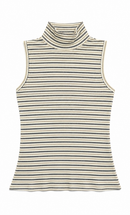 KUO STRIPED SLEEVELESS MOCKNECK