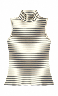 KUO STRIPED SLEEVELESS MOCKNECK