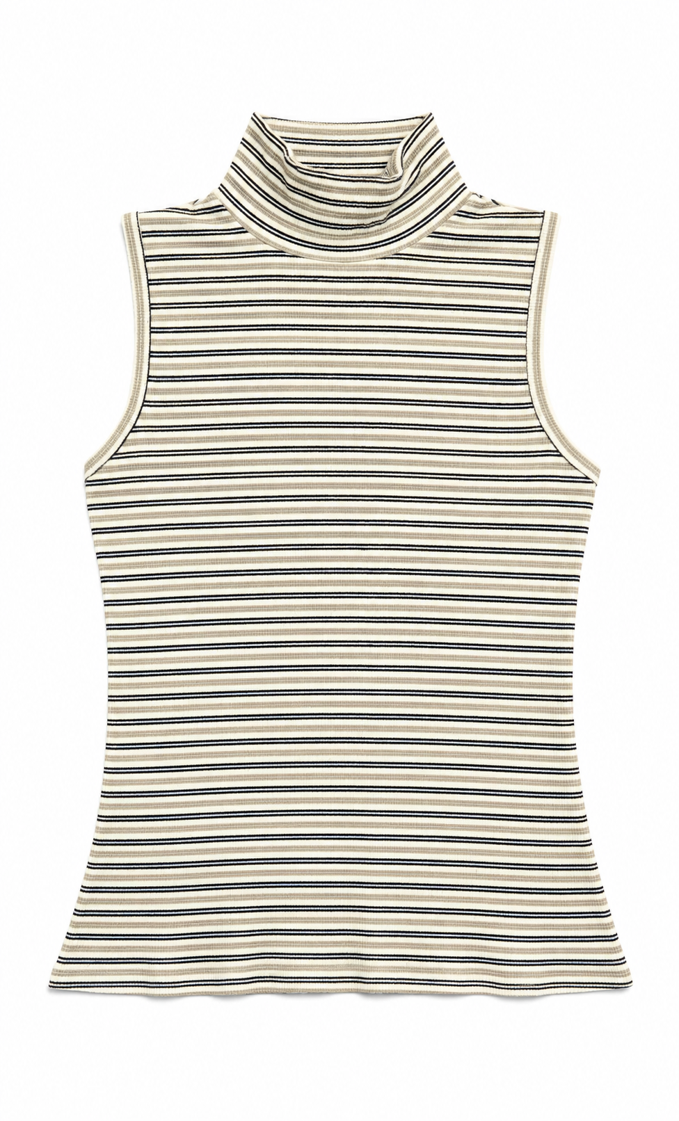 KUO STRIPED SLEEVELESS MOCKNECK