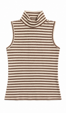KUO STRIPED SLEEVELESS MOCKNECK
