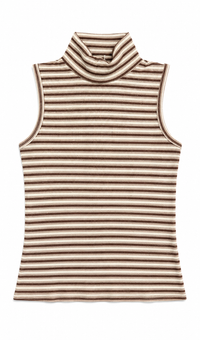 KUO STRIPED SLEEVELESS MOCKNECK