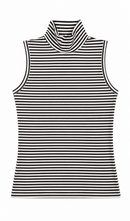 KUO STRIPED SLEEVELESS MOCKNECK