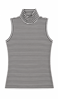KUO STRIPED SLEEVELESS MOCKNECK