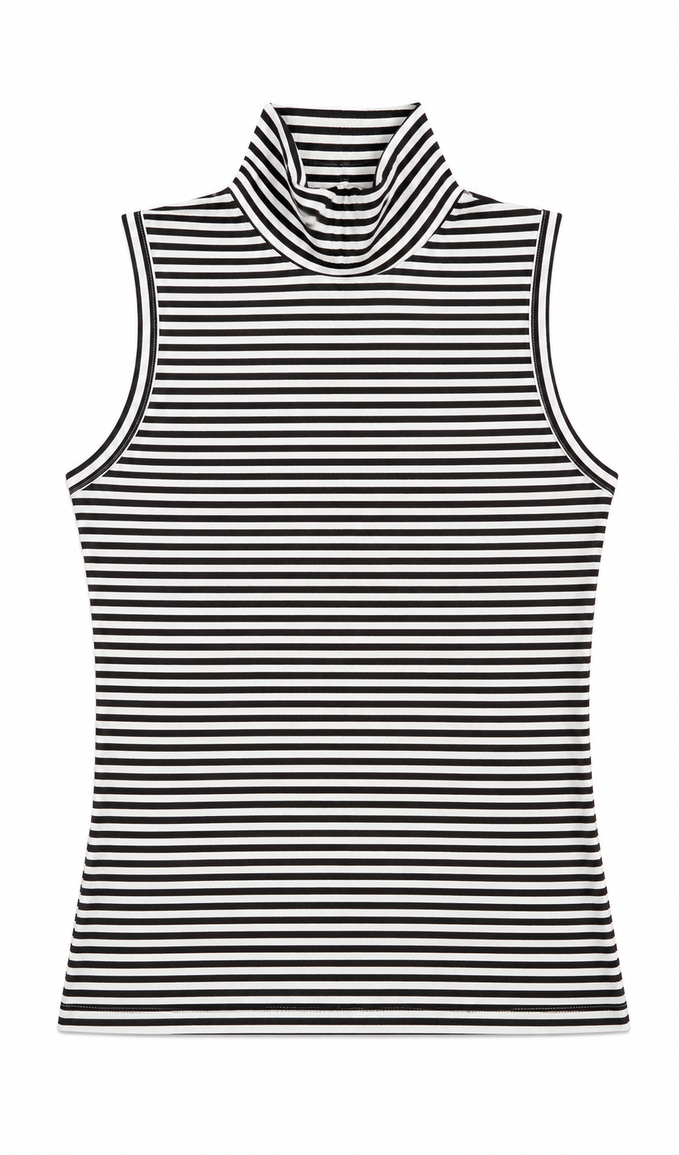 KUO STRIPED SLEEVELESS MOCKNECK