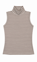 KUO STRIPED SLEEVELESS MOCKNECK